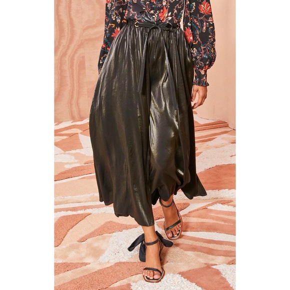 Ulla Johnson Maxi Pleated Black Irvette Satin Skirt - Picture 3 of 7